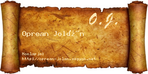 Oprean Jolán névjegykártya